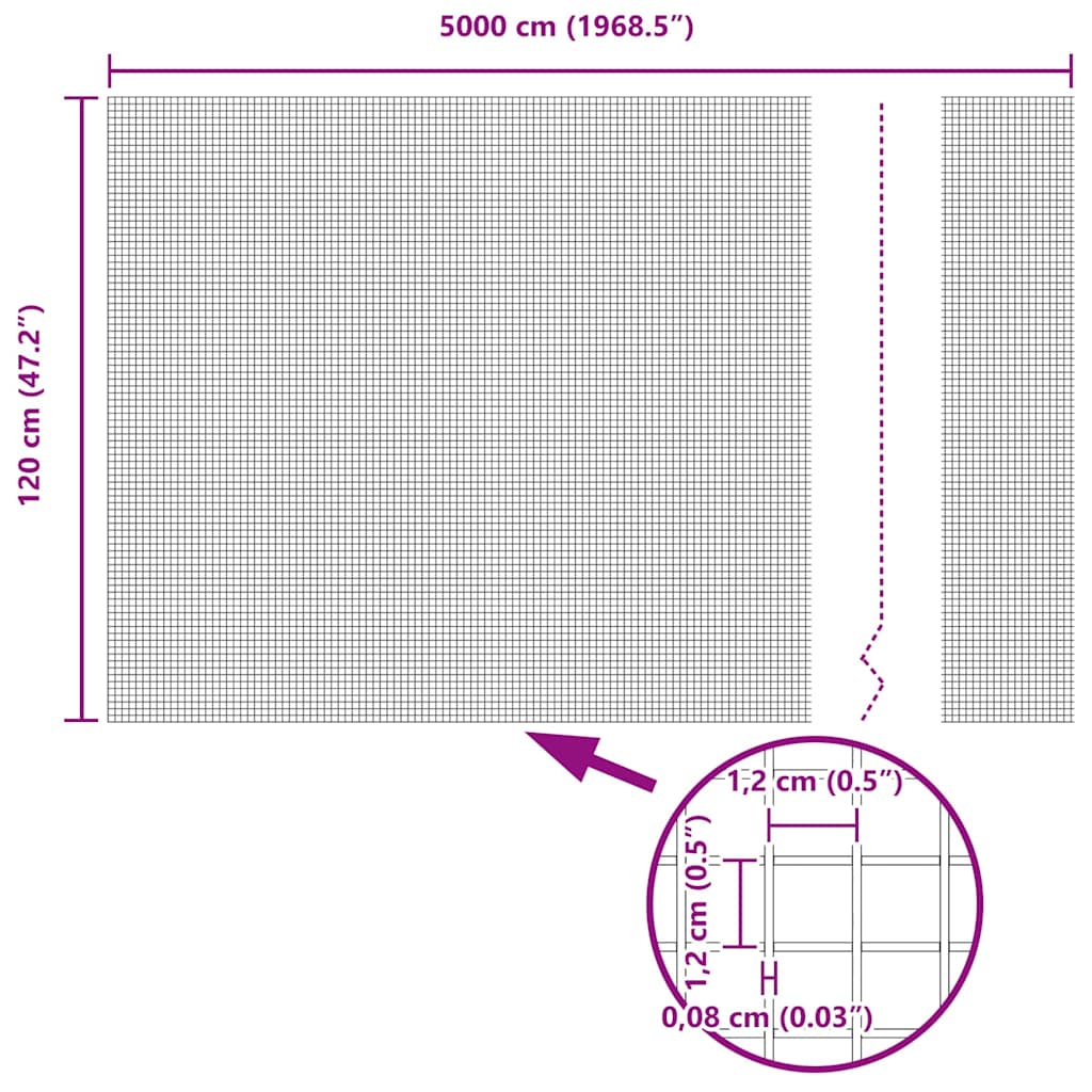 vidaXL Συγκολλητός φράχτης από σύρμα Γκρι 1.2 x 50 m