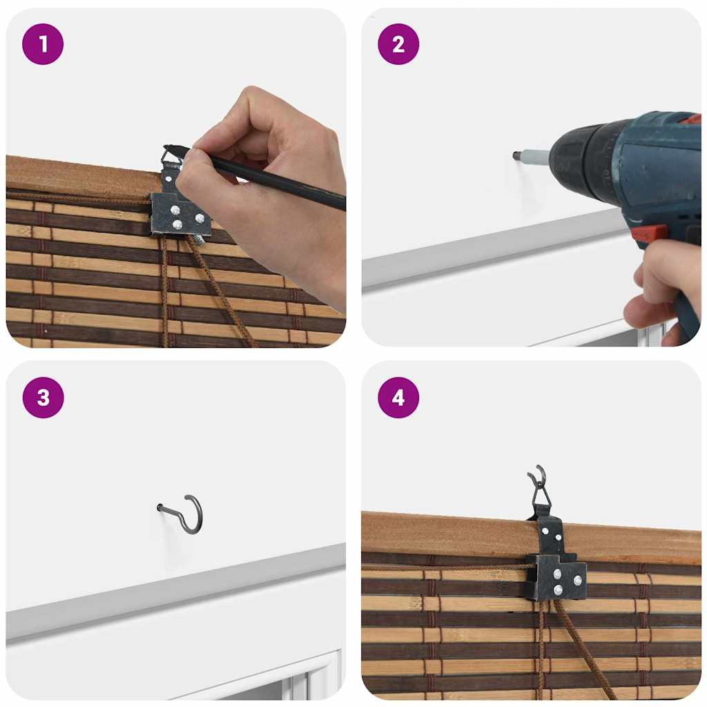 vidaXL Ρολό Παραθύρου Γεωμετρικό Καφέ 120 x 220 cm Μπαμπού