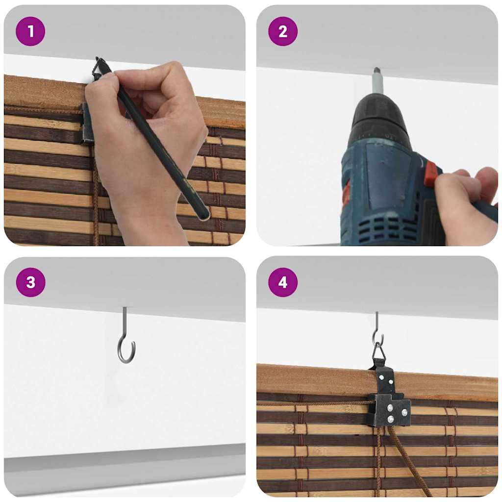 vidaXL Ρολό Παραθύρου Γεωμετρικό Καφέ 120 x 220 cm Μπαμπού