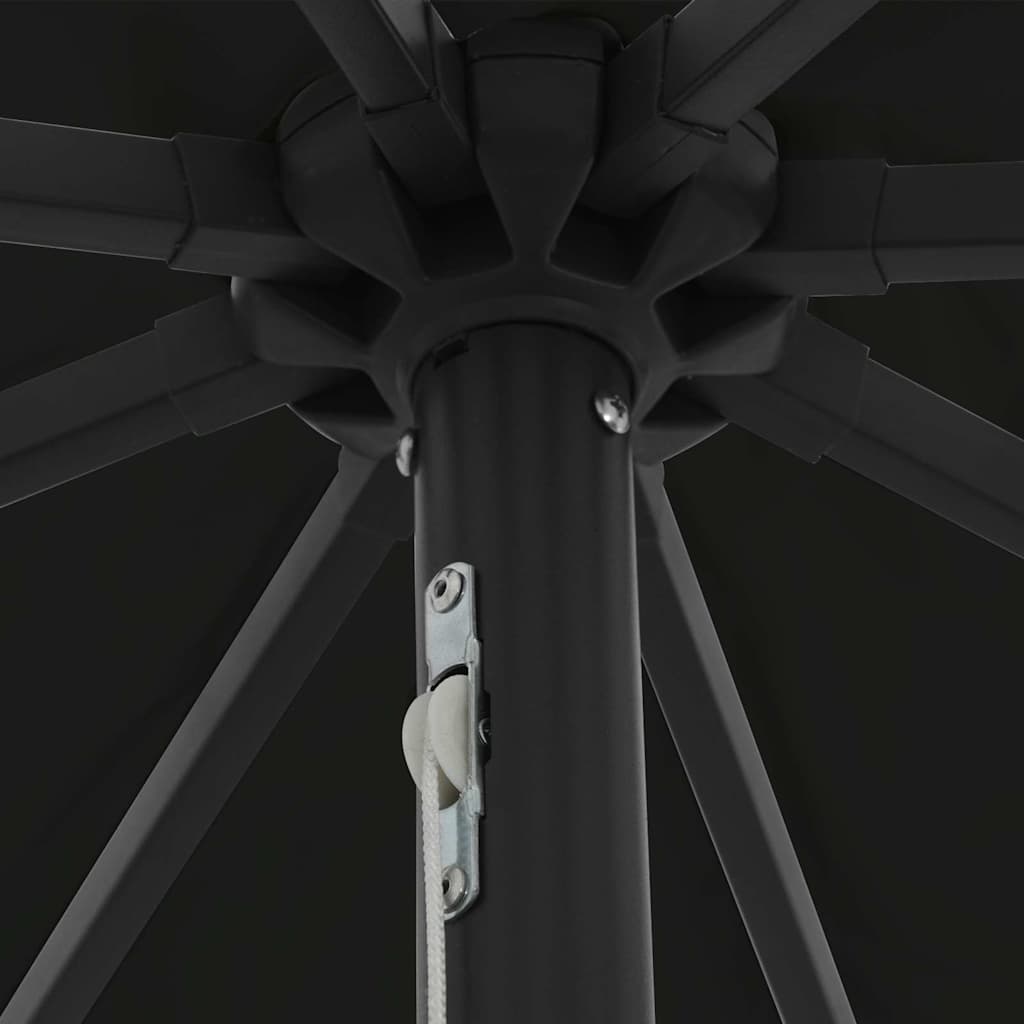vidaXL Ομπρέλα Κήπου Μαύρο 395 x 395 x 245 εκ. Πολυεστέρας, Χάλυβας
