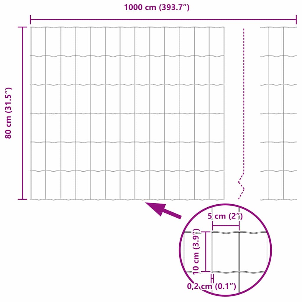 vidaXL Ευρωπαϊκός Φράχτης Πράσινος 0,8x10 μ Σίδερο