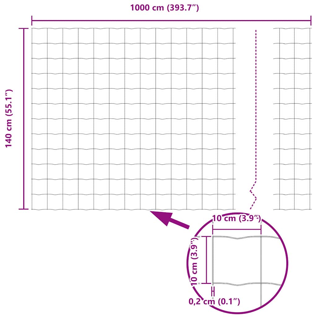 vidaXL Ευρωπαϊκή Περίφραξη Πράσινη 1,4x10 μ Σίδερο