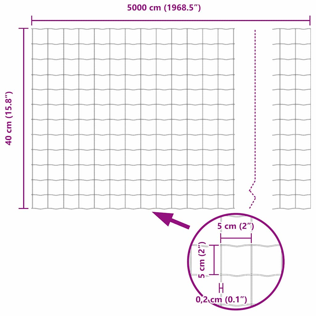 vidaXL Ευρωπαϊκό Φράχτη Γκρι 0.4x50 μ Σίδερο