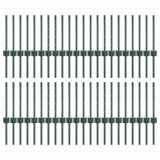 vidaXL Πάσσαλοι φράκτη 44 τμχ U-Channel Πράσινοι 80 εκ Ατσάλι