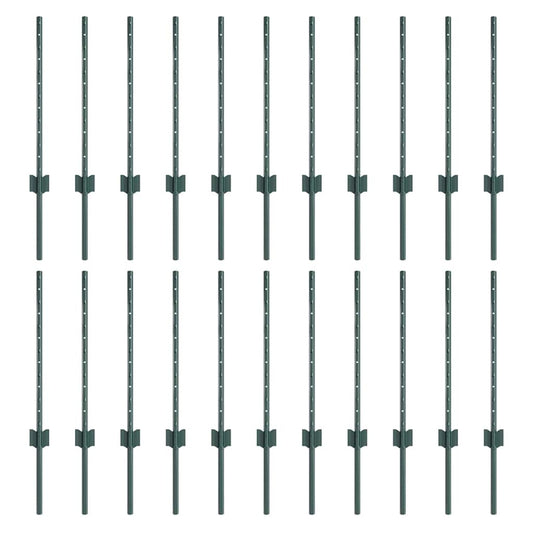 vidaXL Στήλες Φράχτη 22 τεμ U-Channel Πράσινες 100 εκ Ατσάλι