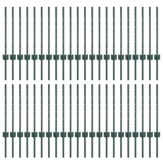 vidaXL Κολώνες Φράχτη 44 τεμ U-Channel Πράσινο 100 εκ Χάλυβας