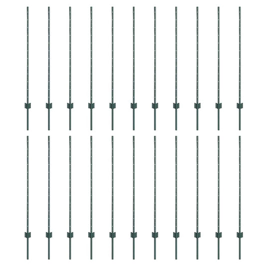 vidaXL Πόλοι φence 22 τεμ Κανάλι U Πράσινοι 160 εκ Χάλυβας