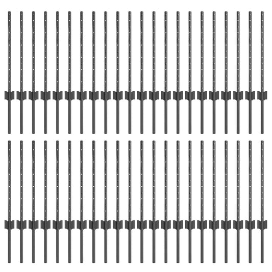 vidaXL Στύλοι Φράκτη 44 τμχ U-Channel Γκρι 100 εκ Χάλυβας