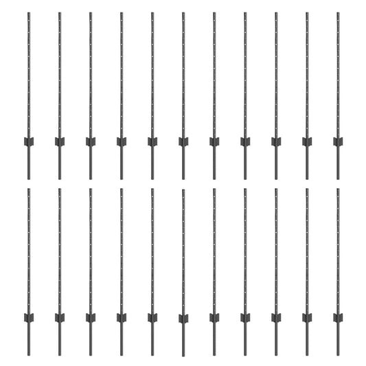 vidaXL Πό posts φράχτη 44 pcs Γκρι 140 εκ Ατσάλι