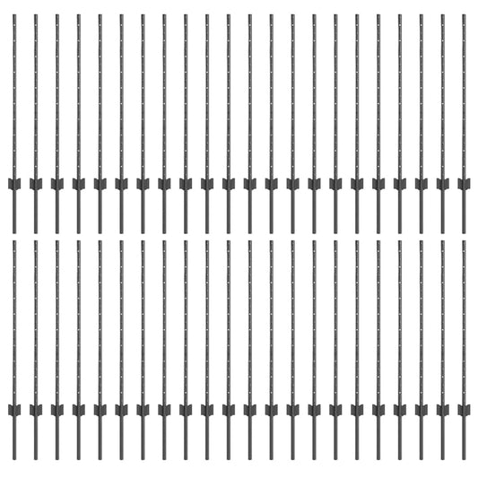 vidaXL Πό posts φράχτη 88 pcs Γκρι 140 εκ Ατσάλι