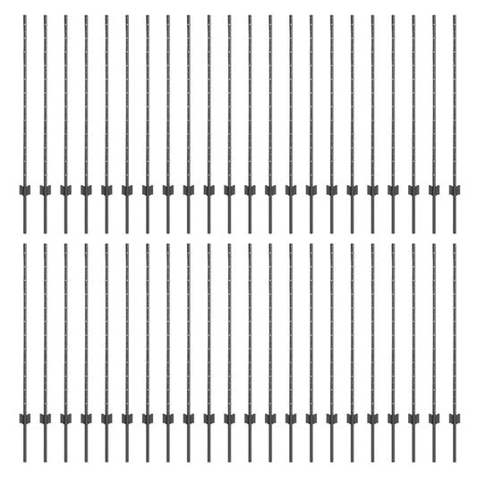vidaXL Πό posts φράχτη 88 pcs Γκρι 160 cm Ατσάλι