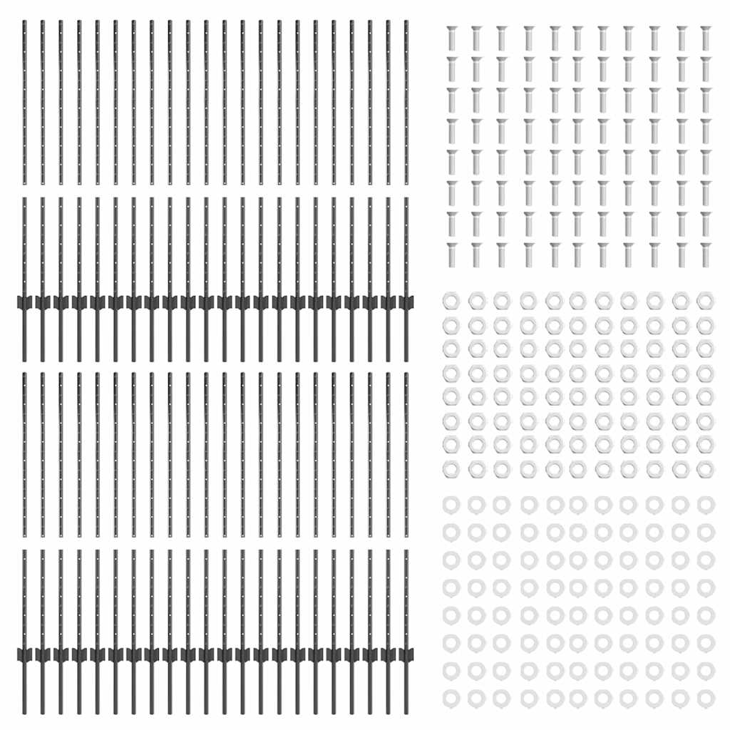 vidaXL Πό posts φράχτη 88 pcs Γκρι 160 cm Ατσάλι
