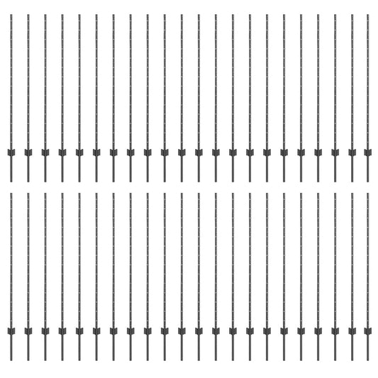 vidaXL Πό posts φράχτη 88 pcs Γκρι 180 cm Ατσάλι