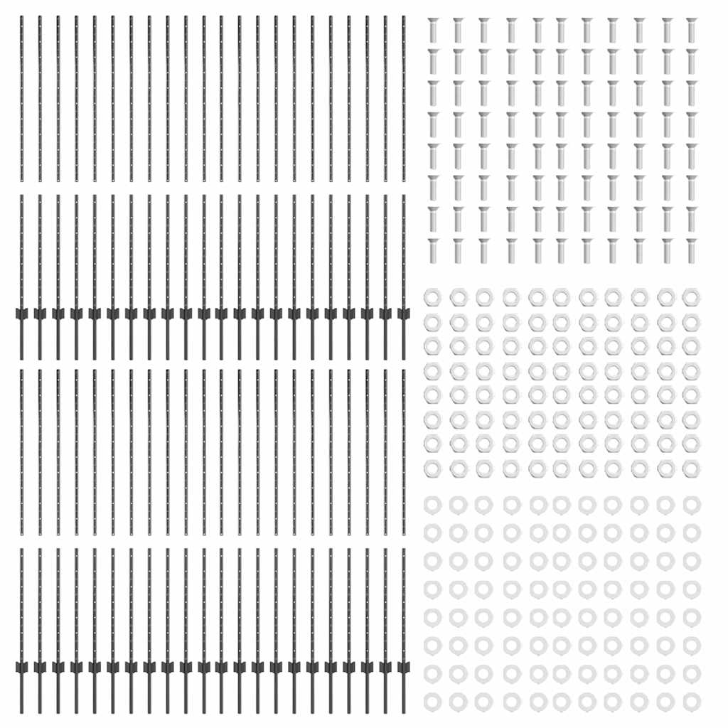 vidaXL Πό posts φράχτη 88 pcs Γκρι 200 cm Ατσάλι