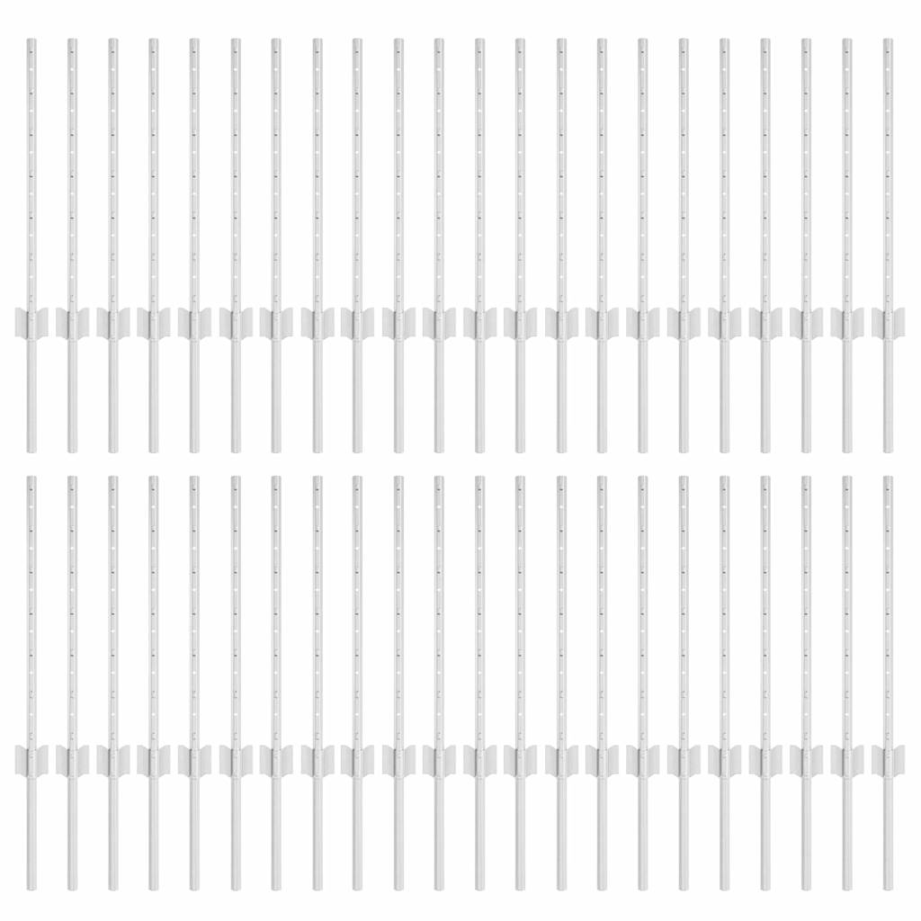 vidaXL Πό posts φράχτη 44 pcs Ασημί 100 cm Ατσάλι