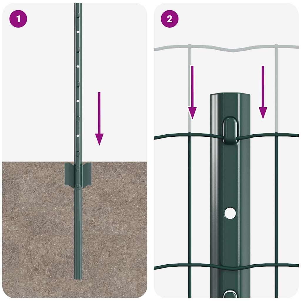 vidaXL Φράχτης Euro της με 5 Υποστηρίγματα Πράσινος 0.4x10 μ Ατσάλι