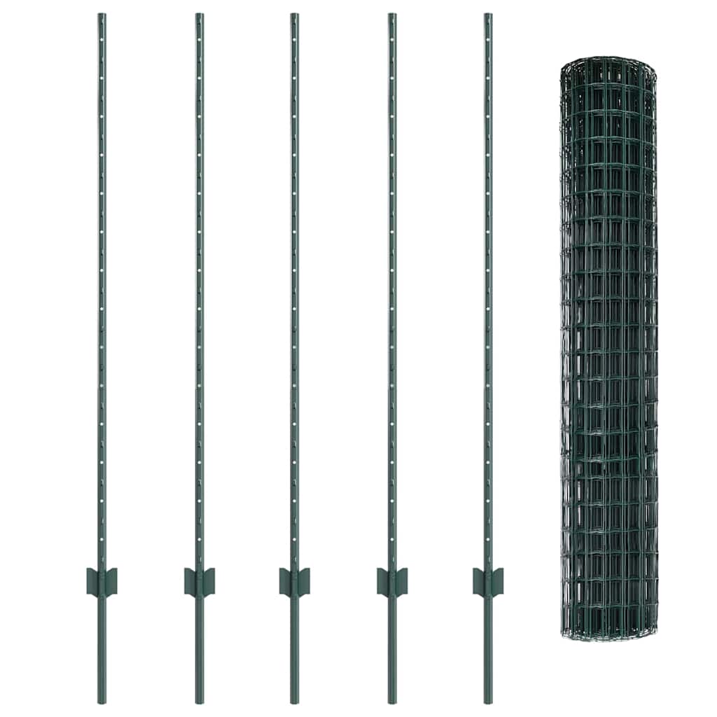 vidaXL Φράχτης Euro με 5 Υ Πόλους Πράσινος 1.4x10 μ Ατσάλι