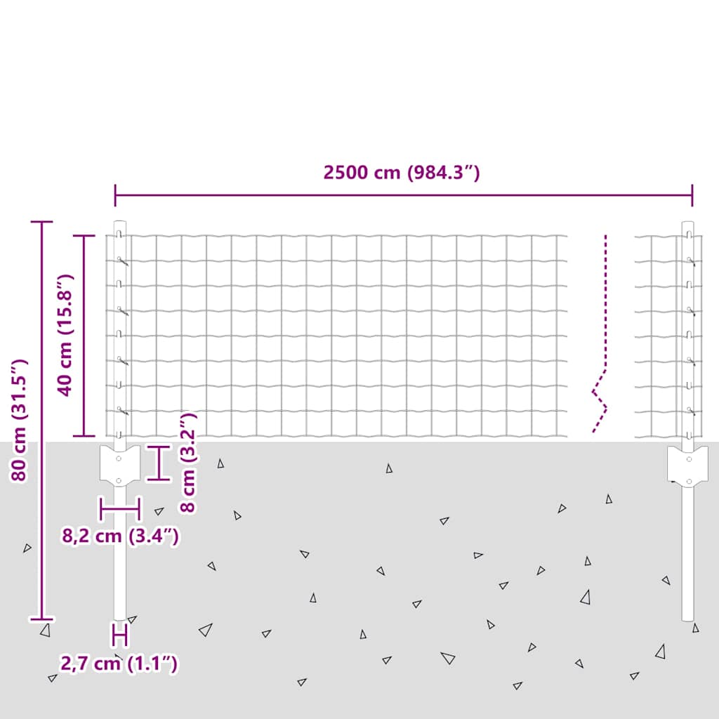 vidaXL Ευρωπαϊκός Φράχτης με 11 Πόλους Πράσινος 0,4x25 μ Μέταλλο