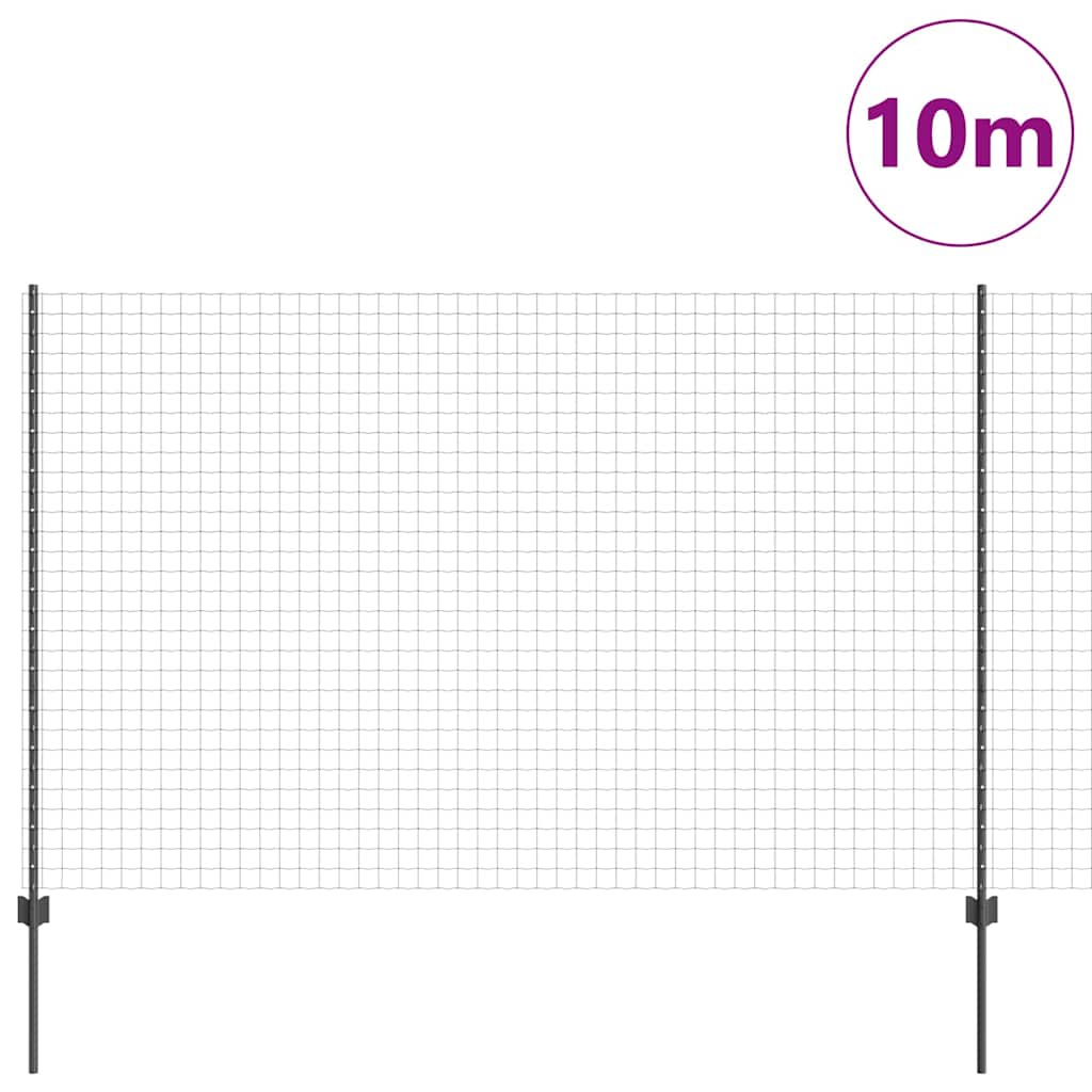 vidaXL Ευρωπαϊκό Φράχτη με 10 U Πόδια Γκρι 1,6x10 μ Ατσάλι