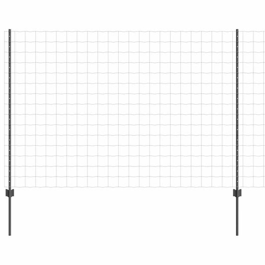 vidaXL Ευρωπαϊκός φράκτης με 10 μεταλλικές ράβδους Γκρι 1.5x10 μ.