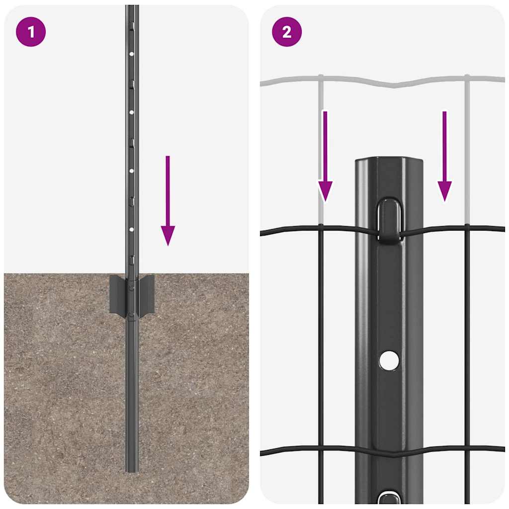 vidaXL Euro Φράχτης με 11 Πόδια Γκρι 0.6x25 m Χάλυβα