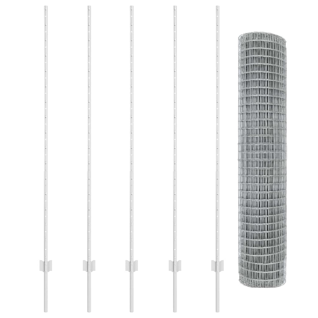 vidaXL Ευρωπαϊκός φράκτης με 10 γαλβανισμένα πατώματα 1,6x10 μ Ατσάλι