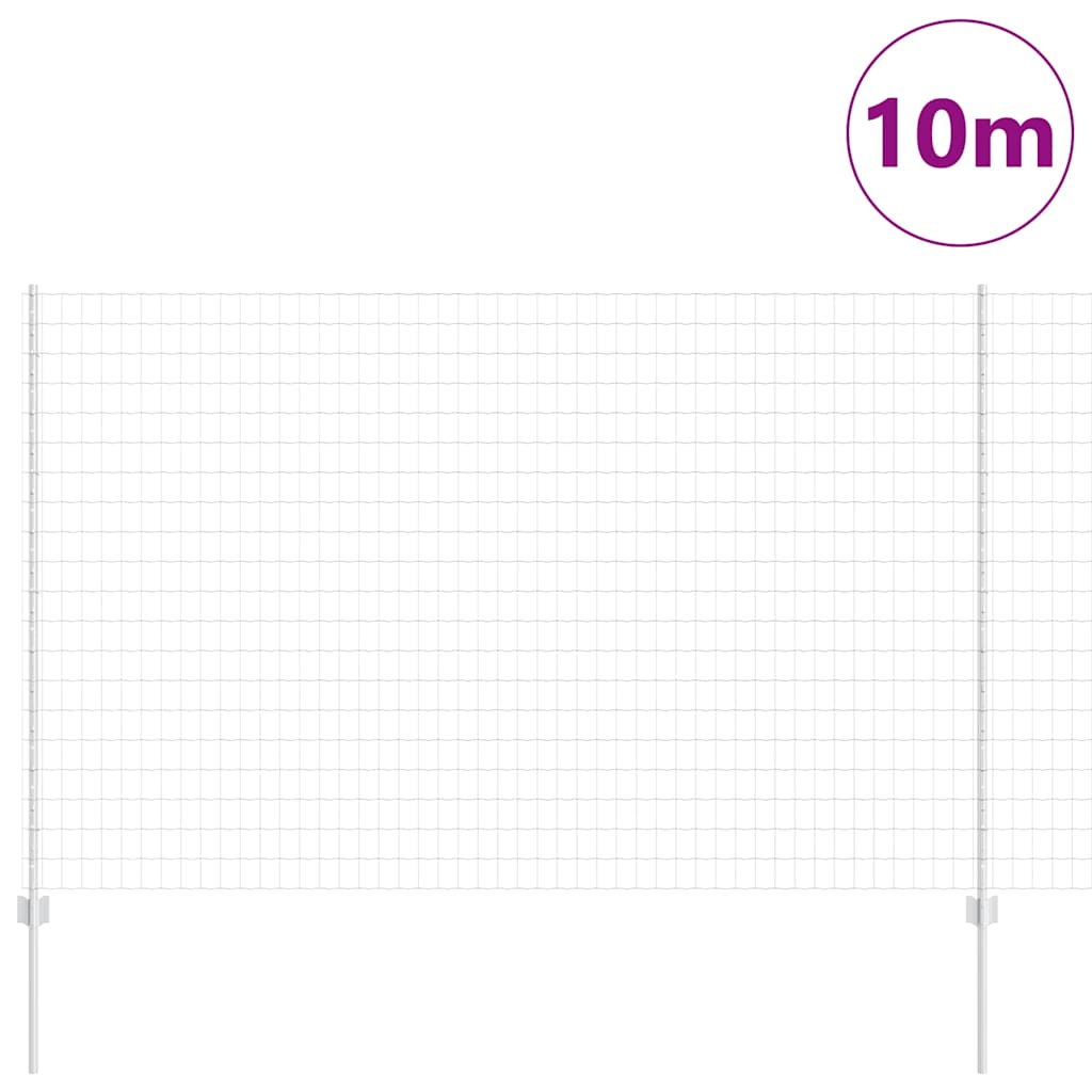 vidaXL Ευρωπαϊκό Φράχτη με 10 Υποστηρίγματα Ασημί 1,6x10 μ Ατσάλι