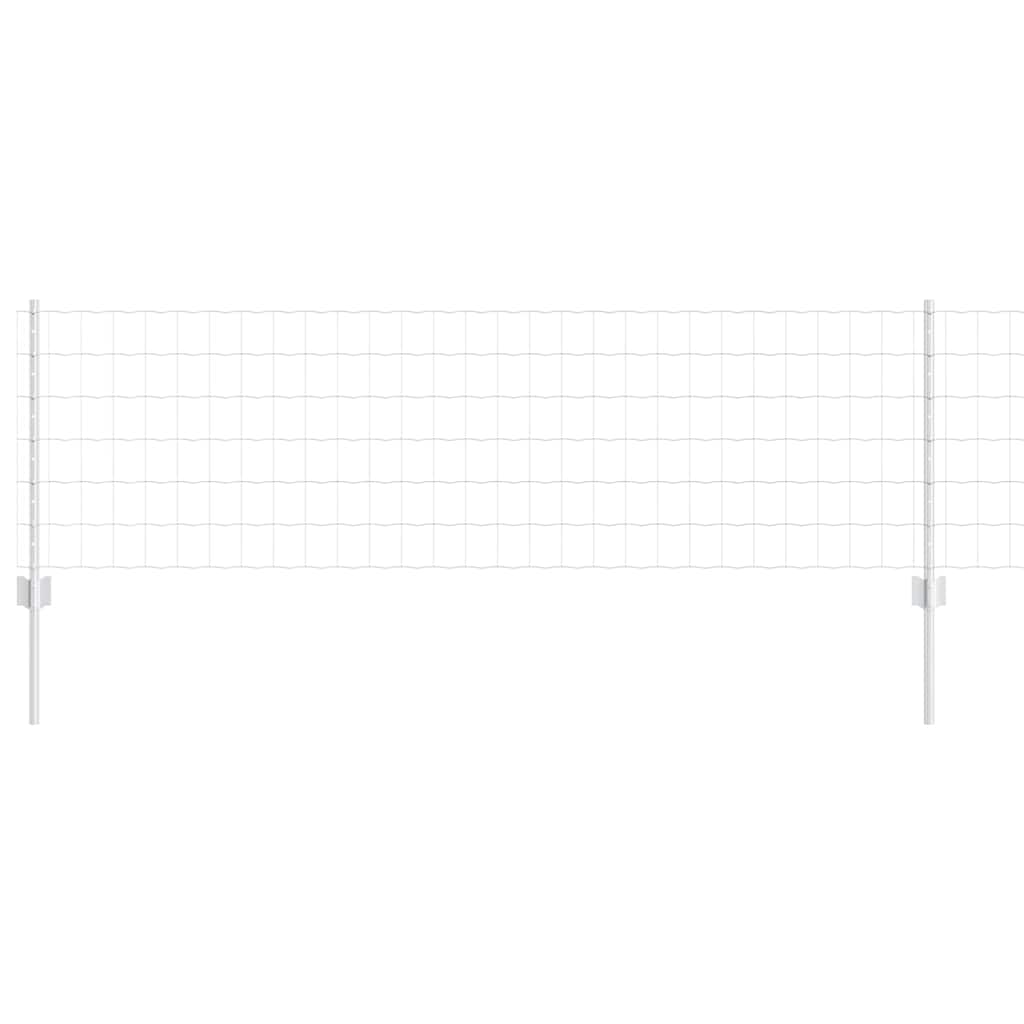 vidaXL Ευρωπαϊκό Φράχτη με 5 Υποστηρίγματα Ασημί 0,6x10 μ Χάλυβας
