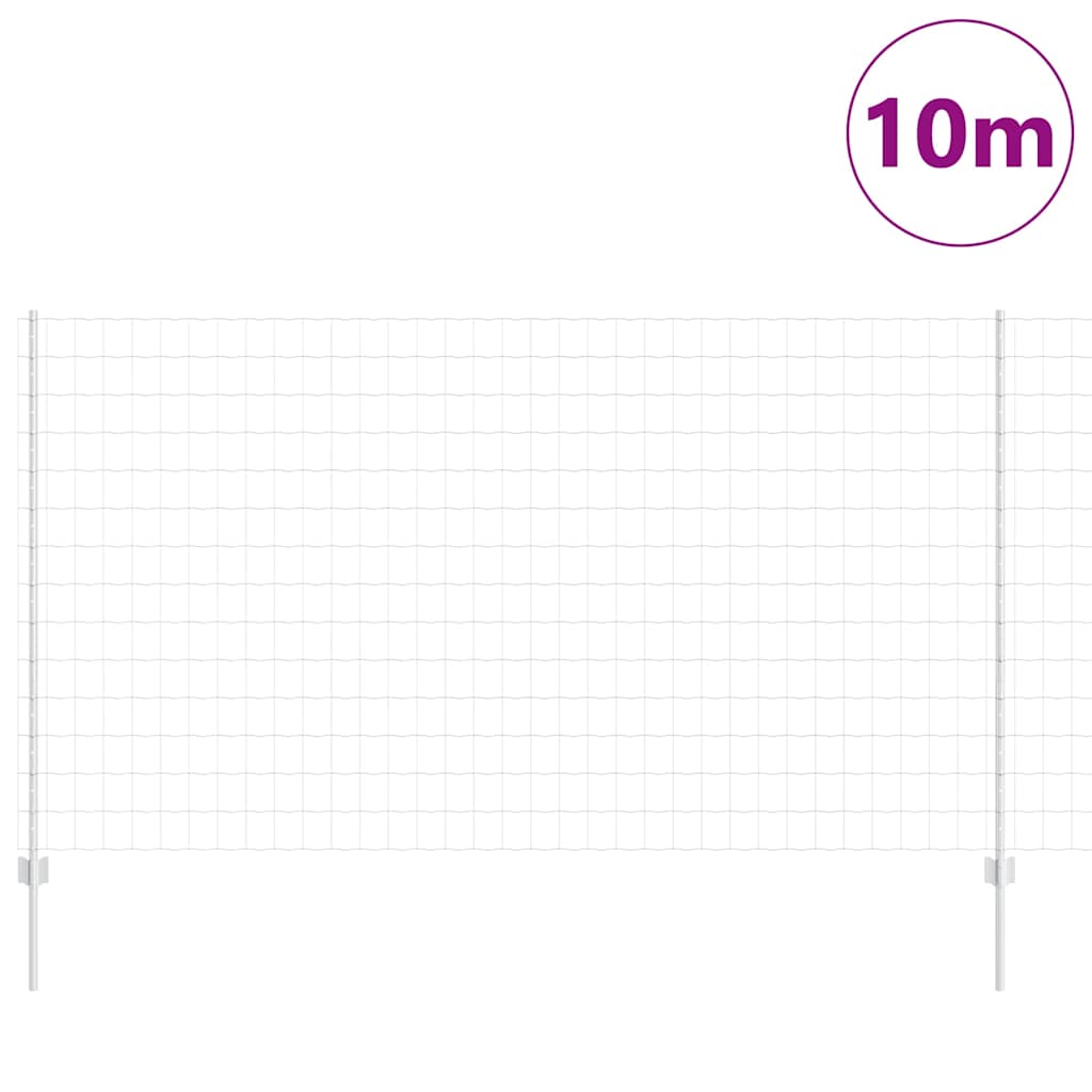 vidaXL Ευρωπαϊκός Φράκτης με 10 Σιδερένιους Πόλους Ασημί 1,4x10 μ Σίδηρος