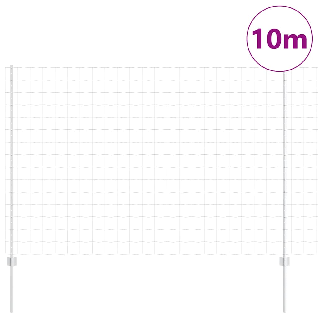 vidaXL Ευρωπαϊκός Φράκτης με 10 Στηρίγματα Ασημί 1,5x10 μ Χάλυβας