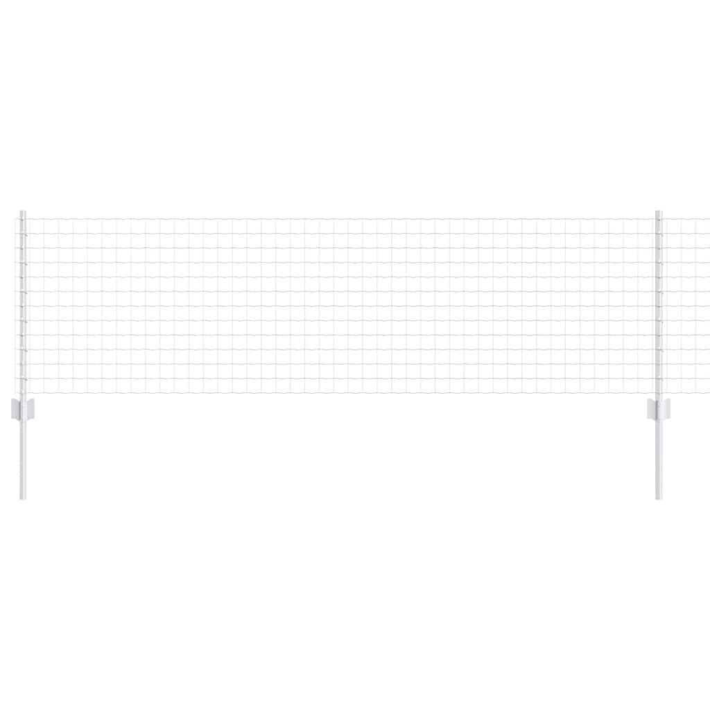 vidaXL Ευρωπαϊκός φράκτης με 11 στηρίγματα Ασημί 0,6x25 μ Ατσάλι