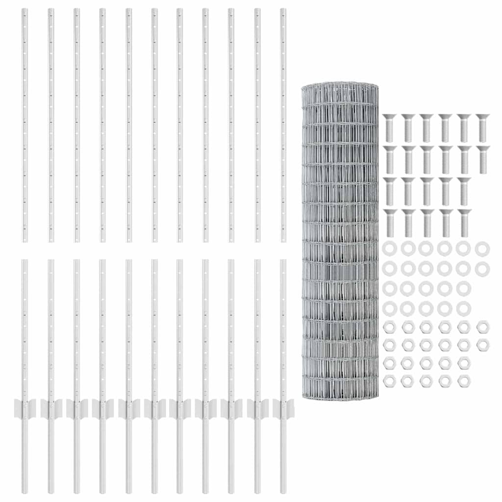 vidaXL Ευρωπαϊκό Φράκτη με 22 Στήλες Αλουμινίου 1,2x25 μ Χάλυβας