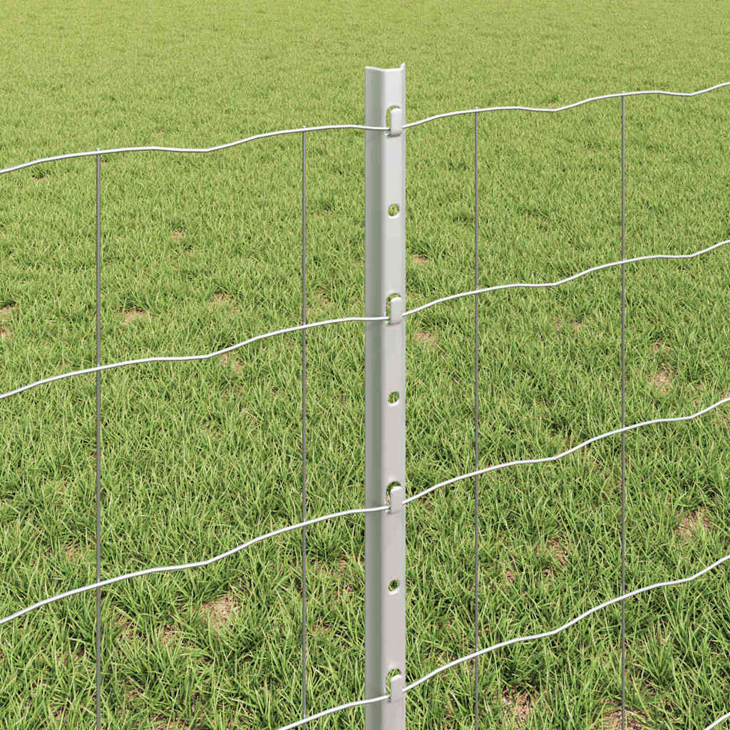vidaXL Ευρωπαϊκή Φράχτη με 11 Στυλάκια Ασημί 0,6x25 μ Μετάλλου