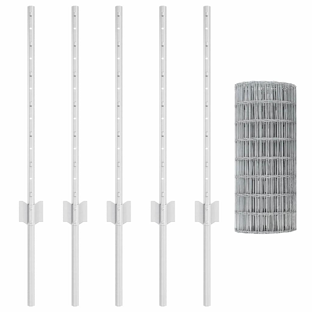 vidaXL Ευρωπαϊκή Φράχτη με 5 Πόδια Ασημί 0,6x10 μ Σίδερο