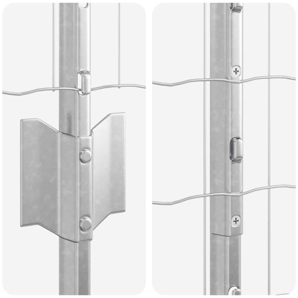 vidaXL Ευρωπαϊκός φράχτης με 10 U υποστήριξη Ασημί 1x10 μ Μετάλλου