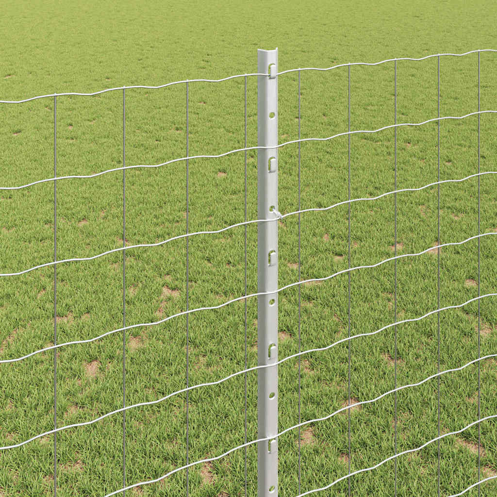 vidaXL Ευρωπαϊκό Φράχτη με 10 Στήλες Ασημί 1,4x10 μ Ατσάλι