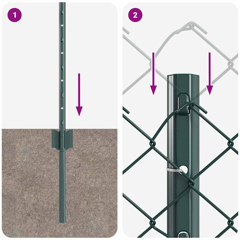 vidaXL Φράχτης Αλυσίδας με 10 U Posts Πράσινος 0.6x10 μ. Χάλυβας
