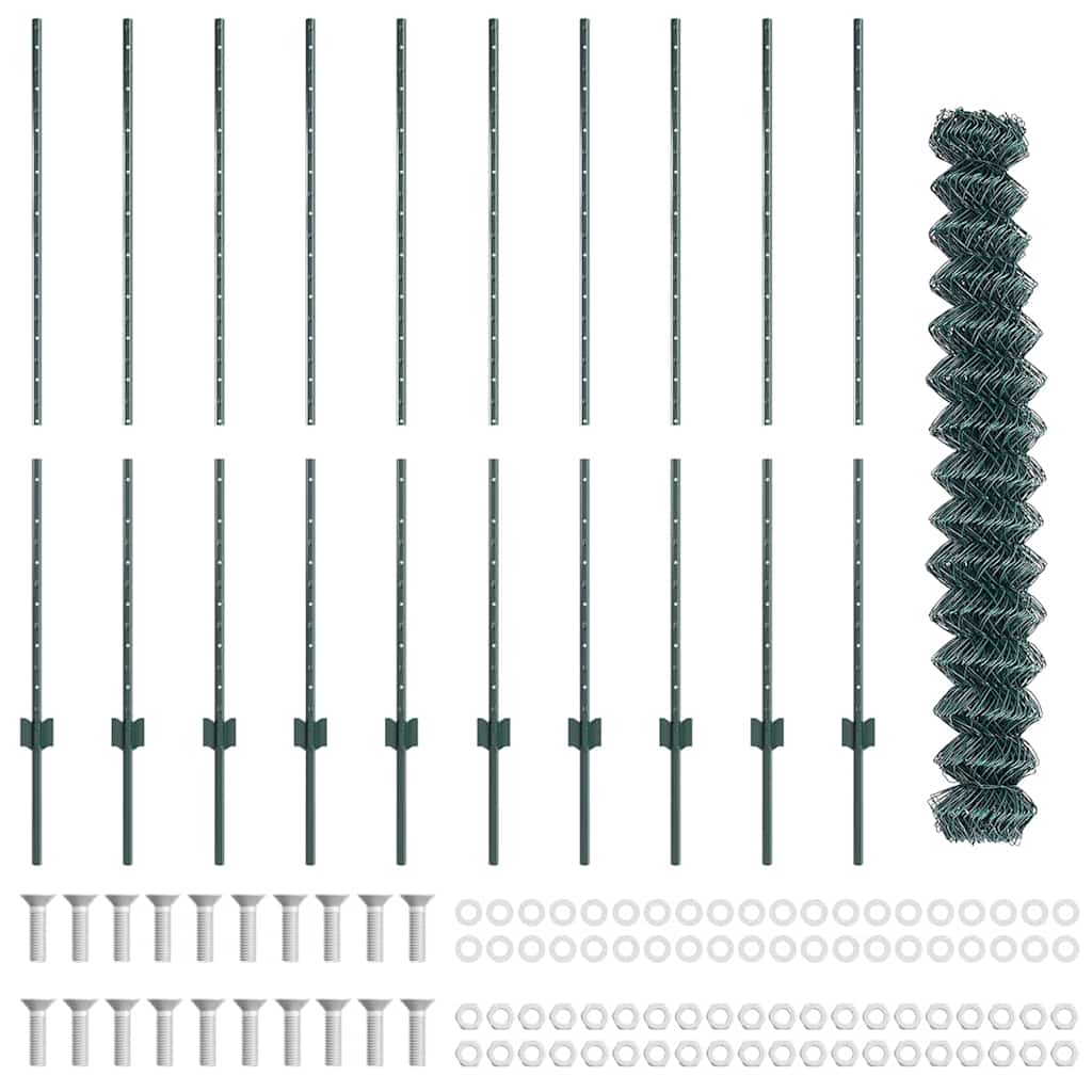 vidaXL Φράκτης Αλυσίδας με 10 πόδια U Πράσινος 1.4x10 μ Ατσάλι