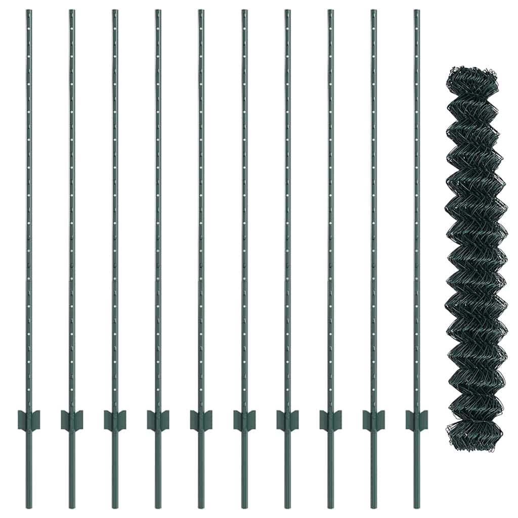 vidaXL Φράκτης Αλυσίδας με 10 πόδια U Πράσινος 1.4x10 μ Ατσάλι
