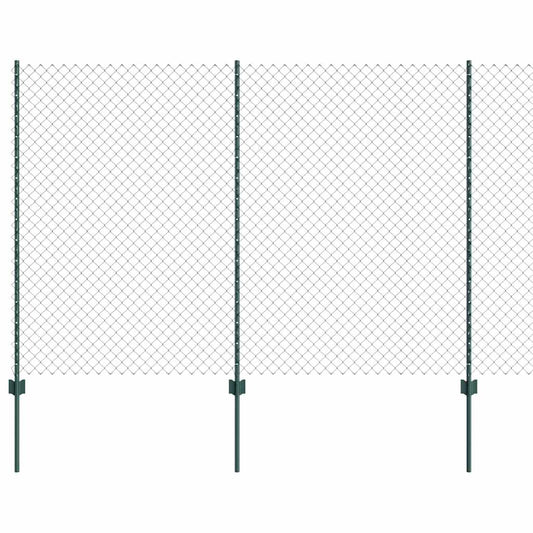 vidaXL Περίφραξη τύπου αλυσίδας με 10 U Posts Πράσινη 1.5x10 μ Χάλυβας