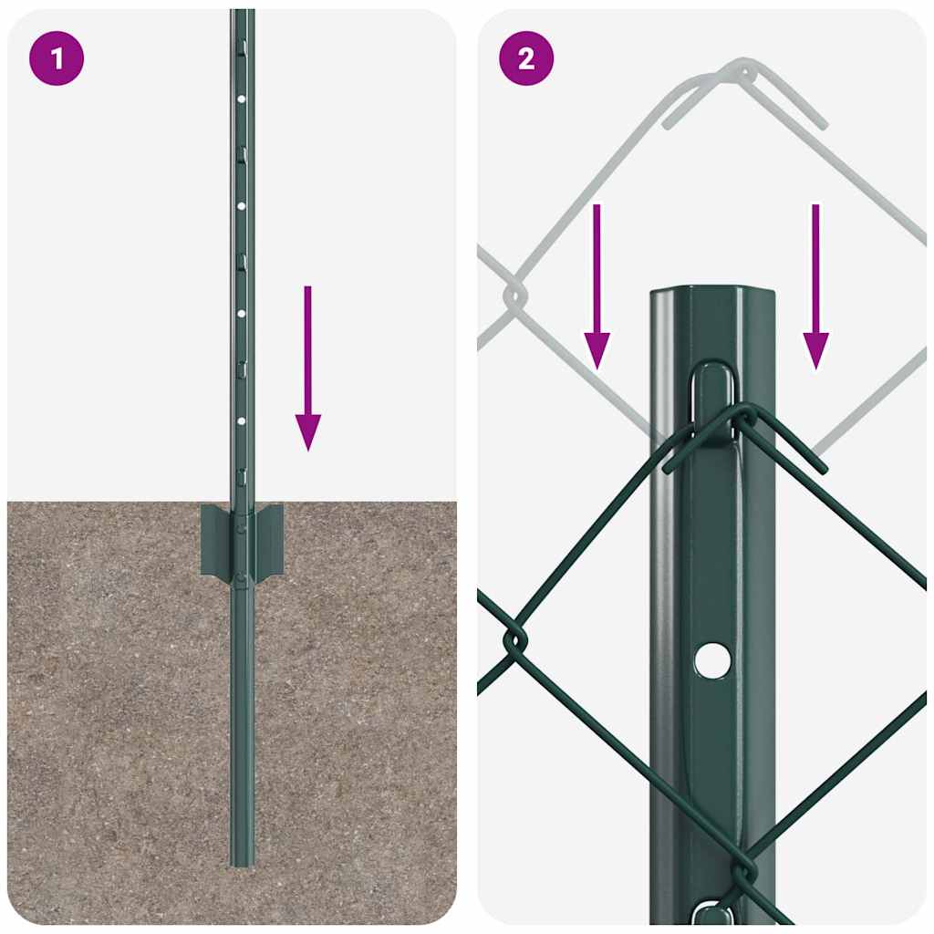 vidaXL Περιφράξη με Αλυσίδα με 10 Δοκίδες Πράσινο 0.4x10 μ Χάλυβα