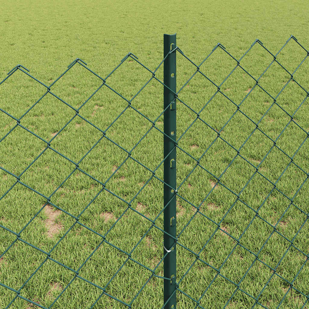 vidaXL Φράκτης Chain Link με 10 U Πόλους Πράσινος 1x10 μ Ατσάλι