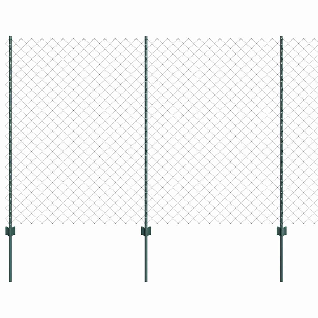 vidaXL Φράχτης αλυσίδας με 10 ποστάρια Πράσινος 1.6x10 μ Ατσάλι