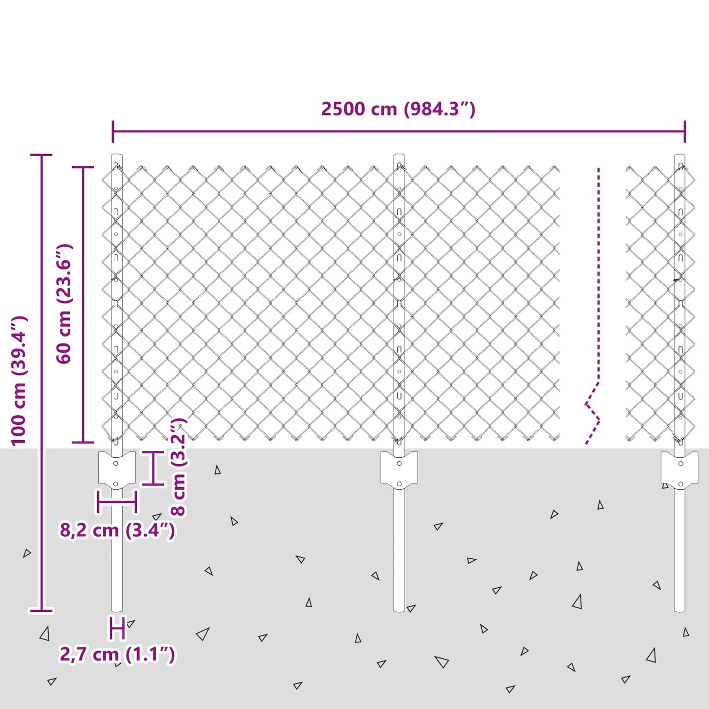vidaXL Συρματόπλεγμα Περίφραξης με Πάσσαλο 25 x 0,6 m