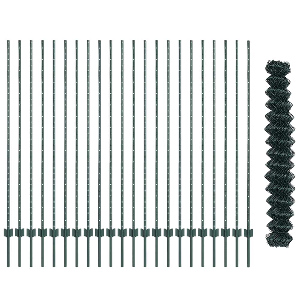 vidaXL Σετ Φράχτη Σετ 2 Πράσινο Μέταλλο 25x1.5 μ Ανθεκτικό