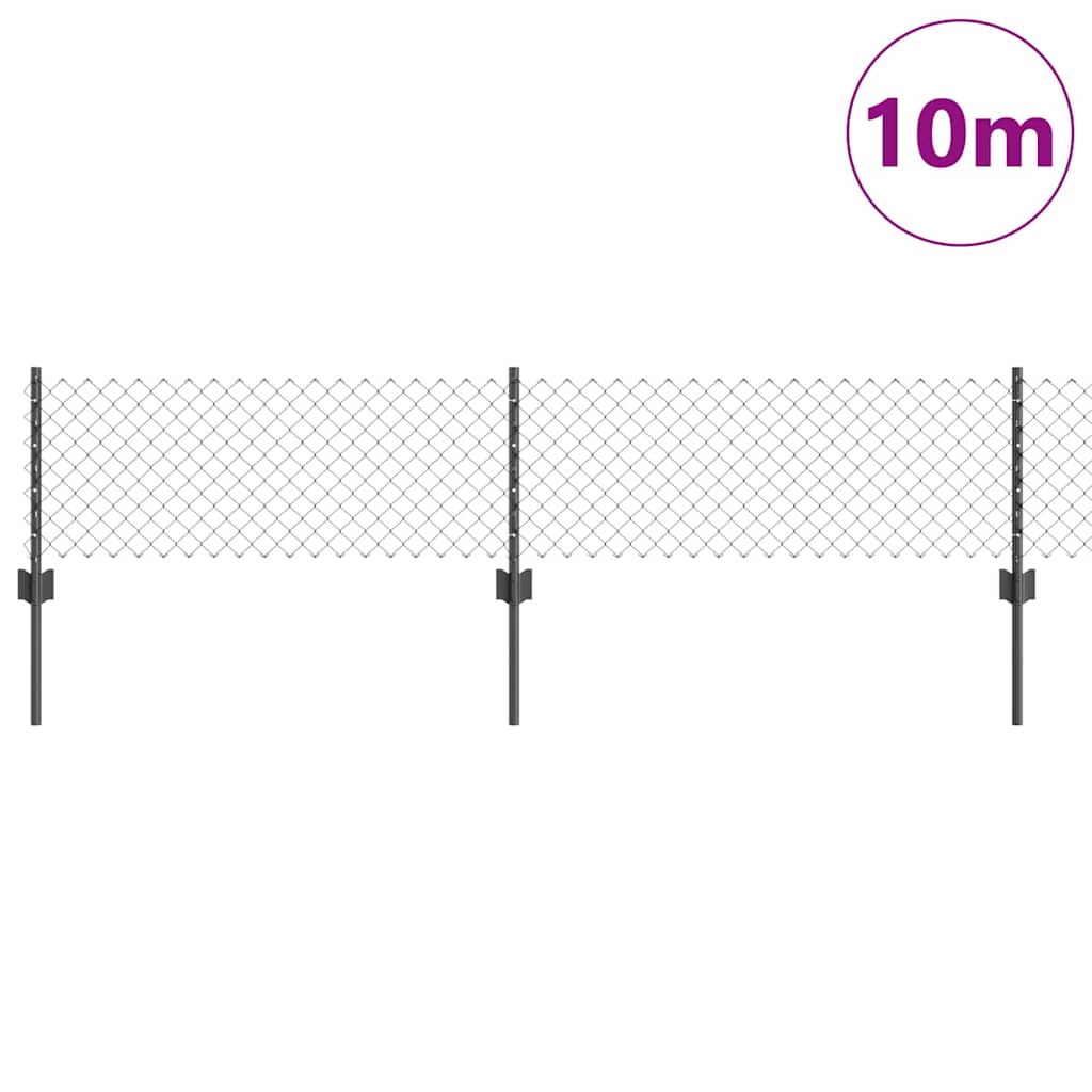 vidaXL Φράχτης Σχοινιού με 10 U Posts Γκρι 0.4x10 μ Ατσάλι