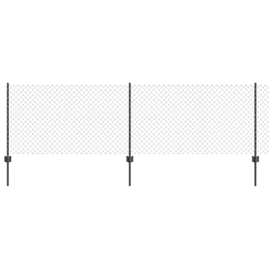 vidaXL Φράχτης Συρμάτινης Αλυσίδας με 10 πόλους U Γκρι 0.8x10 μ Ατσάλι