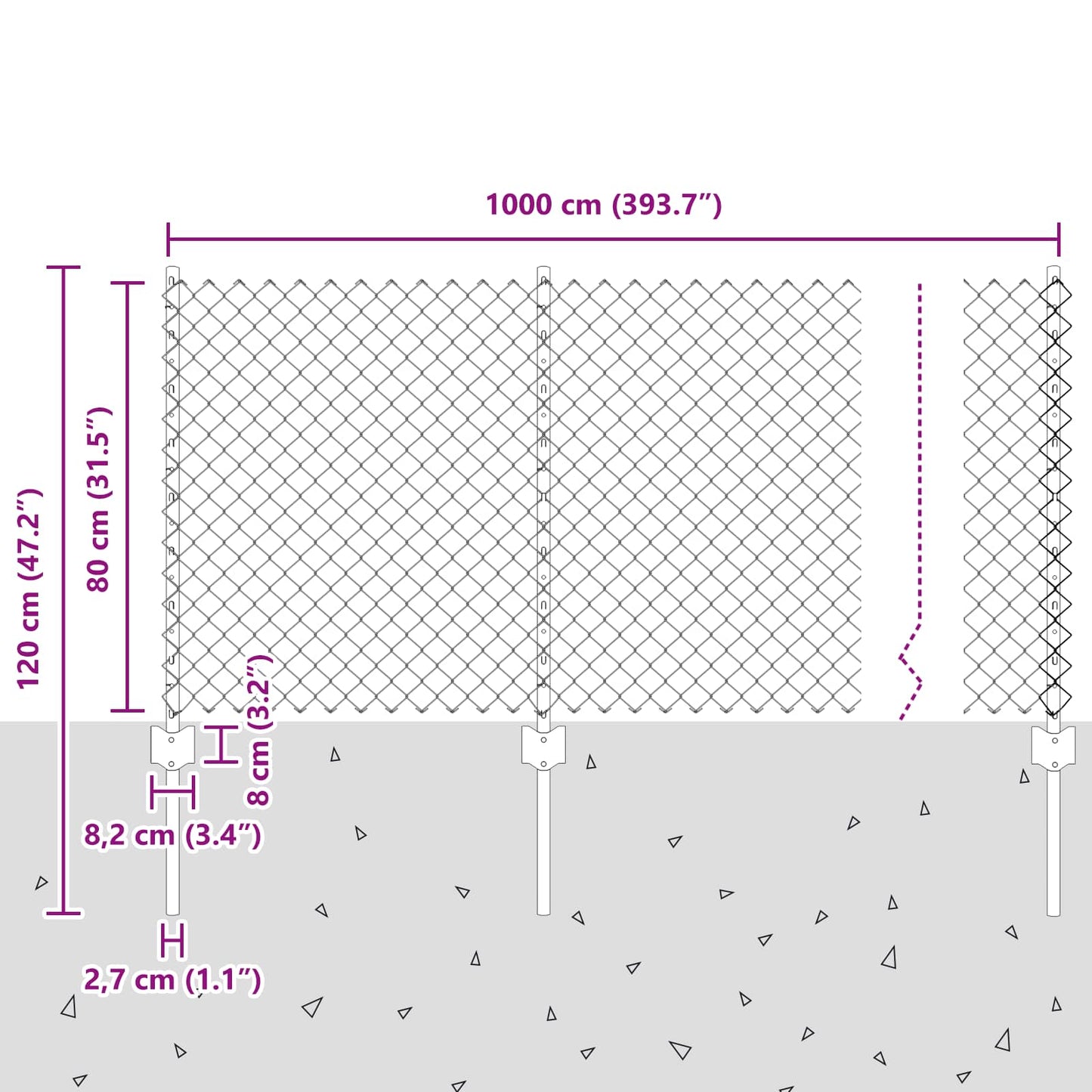 vidaXL Συρματόπλεγμα Περίφραξης με Πάσσαλο 10 x 0,8 m