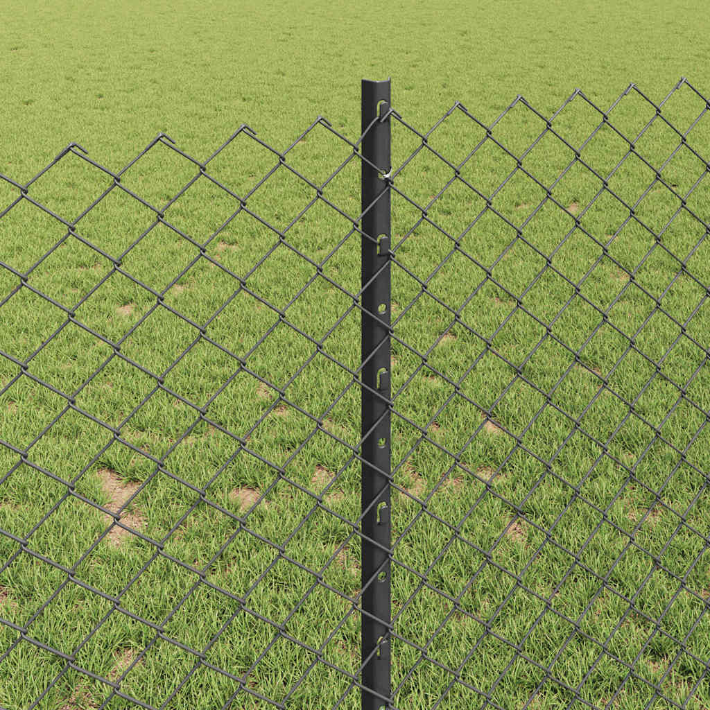 vidaXL Φράχτης από Αλυσίδα με 20 Υποστηρίγματα Γκρι 1x10 μ Ατσάλι