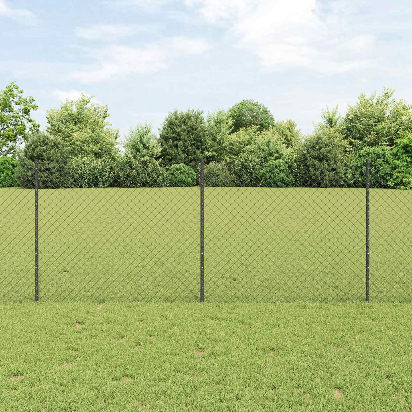vidaXL Φράχτης αλυσίδας με στήλη 10 x 1 m PVC-Επικαλυμμένο Ατσάλι Γκρι